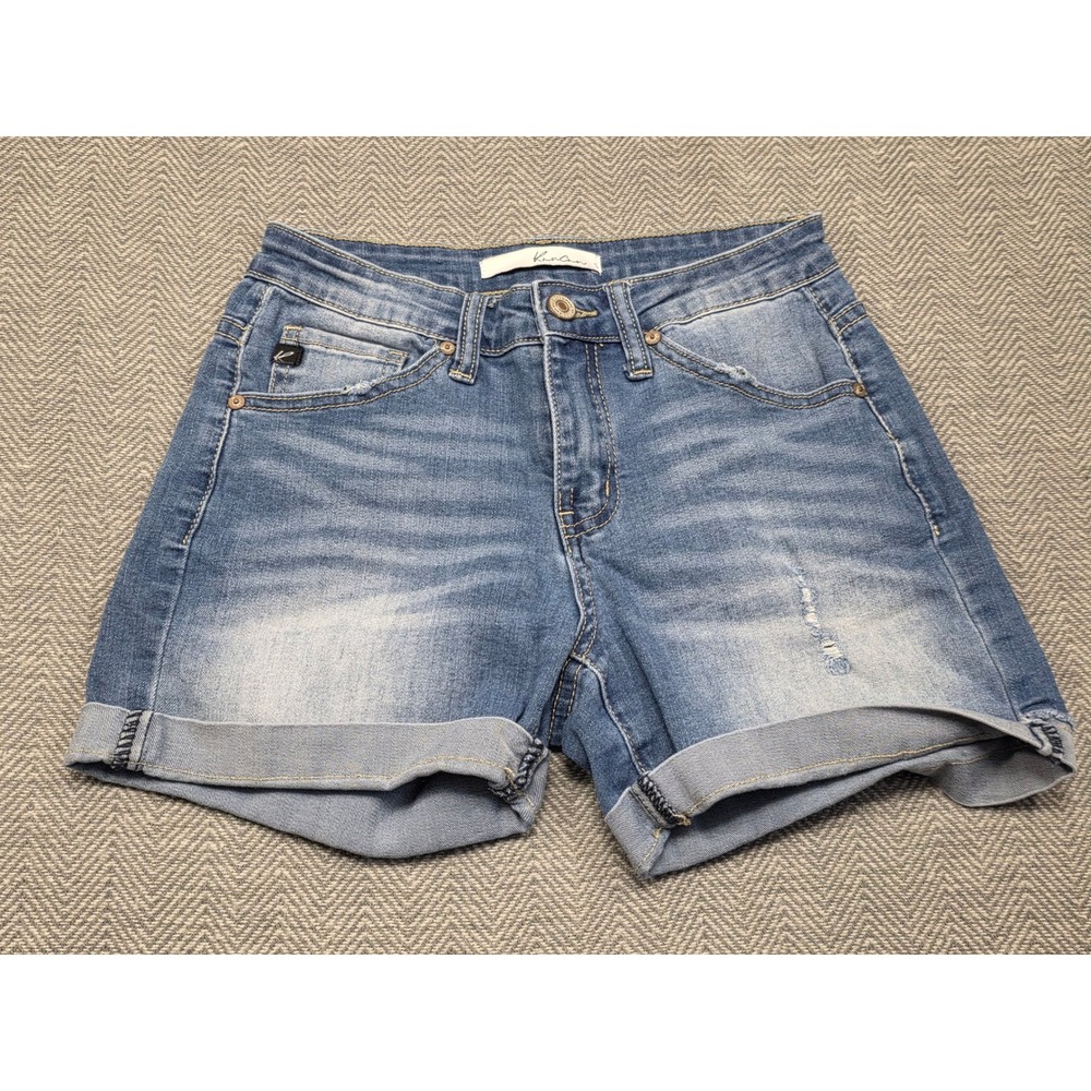 KanCan Medium‎ Wash Cuffed Distressed Denim Shorts KC5027M Blue Womens Size S